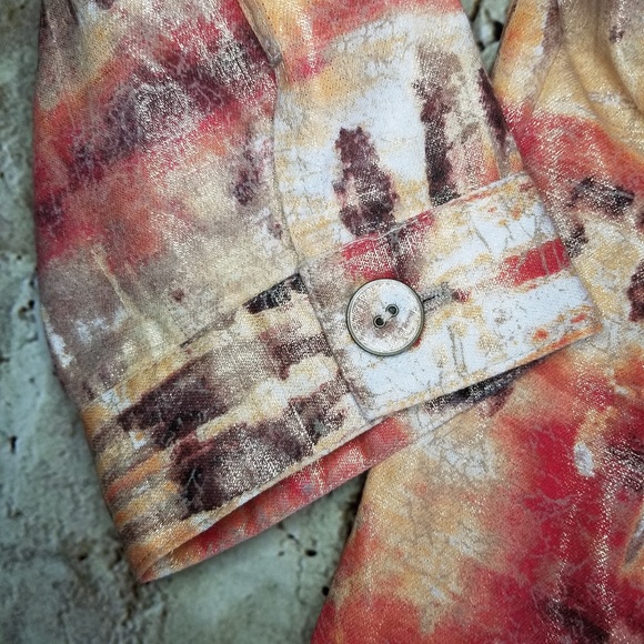 Chico's Linen Abstract Artist Shimmering Gold NWOT - Picture 3 of 6